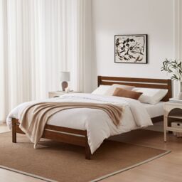 FurnitureboxUK Declan Solid Pine King Size Bed Frame in Walnut - thumbnail 1