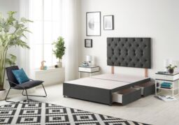 Somnior Premier Tweed Fabric Sprung Memory Foam 4 Drawer Divan Bed Set with Upholstered Headboard in Charcoal - Size: Super King - thumbnail 4