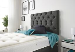 Somnior Premier Tweed Fabric Sprung Memory Foam 4 Drawer Divan Bed Set with Upholstered Headboard in Charcoal - Size: Super King - thumbnail 3