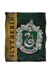 Warner Brothers Harry Potter House Crest Slytherin Blanket 152 x 127 cm in White - thumbnail 1