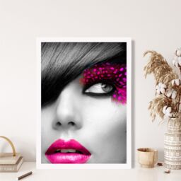 ARTZE Girl with Pink Lips Fashion Photo Framed Print SIZE: A2 with White Frame in Black - Size: A4 - thumbnail 2