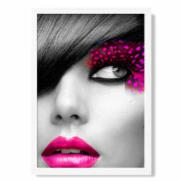 ARTZE Girl with Pink Lips Fashion Photo Framed Print SIZE: A2 with White Frame in Black - Size: A4 - thumbnail 1