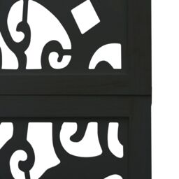 Berkfield Home Room Divider 4 Panels Black Solid Wood Paulownia - thumbnail 6