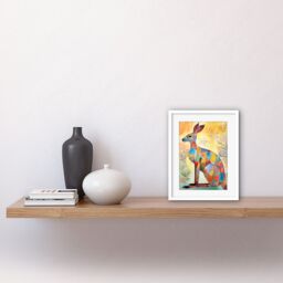 "Artery8 Wall Art Print Multicoloured Kangaroo Folk Art Watercolour Painting Artwork Framed 9X7 Inch in White - Size: W7"" x H9""" - thumbnail 2
