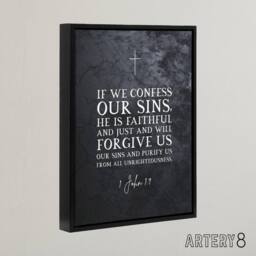 "Artery8 John 9 Forgive Us Our Sins Bible Quote Framed Canvas Wall Art Print in Grey - Size: W18"" x H24""" - thumbnail 2