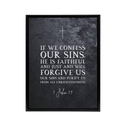 "Artery8 John 9 Forgive Us Our Sins Bible Quote Framed Canvas Wall Art Print in Grey - Size: W18"" x H24""" - thumbnail 1