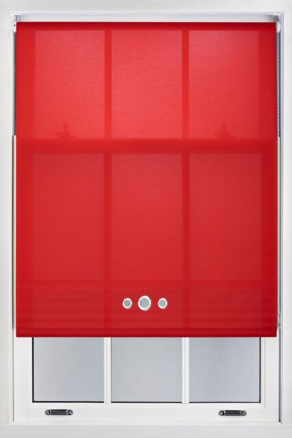 Furnished Red Daylight Roller Blind with Triple Chrome Round Eyelets - Trimmable Window Shade - Size: 150 cm width x 165 cm drop - image 1
