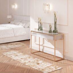 Kukoon Contemporary Abstract Soft Pile Area Rug Taupe Beige Living Room Décor - Size: 70 cm x 240 cm - thumbnail 3