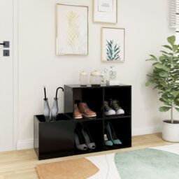 Berkfield Home Hall Shoe Cabinet Black 105x35.5x70 cm Engineered Wood - thumbnail 3