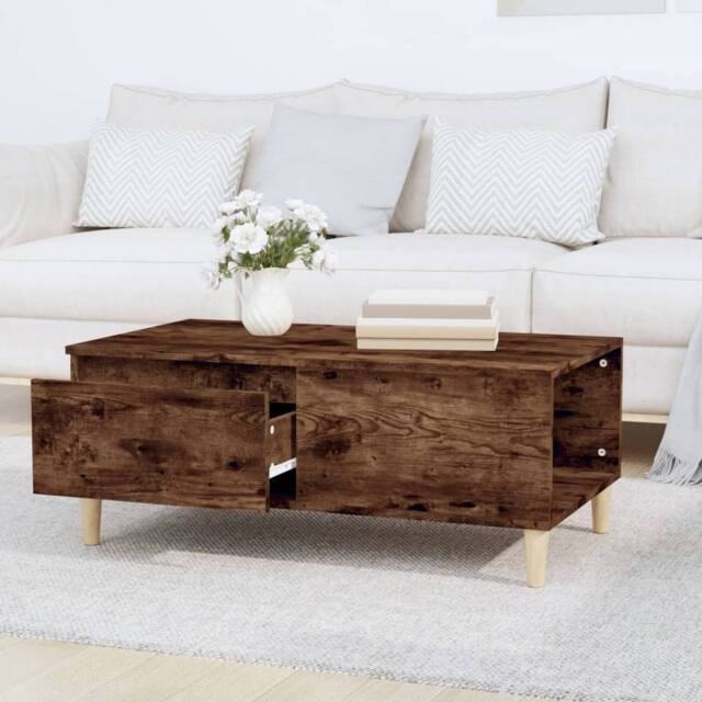 Berkfield Home Decorative Coffee Table Smoked Oak 90x50x36.5 cm Engineered Wood in Brown - image 1