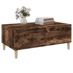Berkfield Home Decorative Coffee Table Smoked Oak 90x50x36.5 cm Engineered Wood in Brown - thumbnail 4