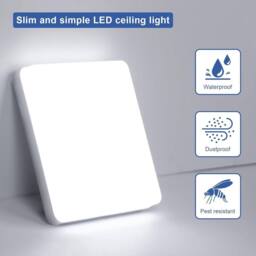 Goeco LED Ceiling Light 36W 6500K for Bathroom Kitchen Living Room Bedroom in White - thumbnail 6
