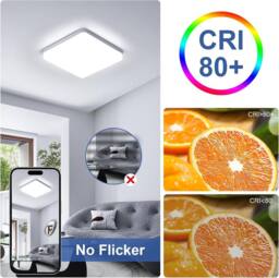 Goeco LED Ceiling Light 36W 6500K for Bathroom Kitchen Living Room Bedroom in White - thumbnail 7