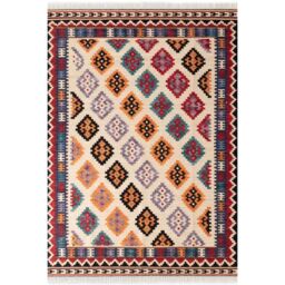 THE RUGS Kamal Kelim Rug - Rami Design Bordered Handwoven Wool Cotton 3 mm - Size: 120 cm x 170 cm - thumbnail 1