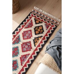 THE RUGS Kamal Kelim Rug - Rami Design Bordered Handwoven Wool Cotton 3 mm - Size: 120 cm x 170 cm - thumbnail 9