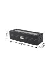 ExtraStar 6 Slot Watch Display Box Faux Leather Glass Lid in Black - thumbnail 8