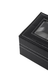 ExtraStar 6 Slot Watch Display Box Faux Leather Glass Lid in Black - thumbnail 5