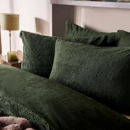 OHS Thermal Soft Teddy Fleece Duvet Cover Bedding Set in Green - Size: Double - thumbnail 3