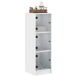 Berkfield Home Highboard with Glass Doors White 35x37x109 cm - Size: 35 x 37 x 109 cm - thumbnail 4