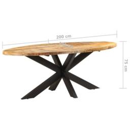 Berkfield Home Dining Table Oval 200x100x75 cm Rough Mango Wood in Brown - Size: 200 x 100 x 75 cm - thumbnail 6