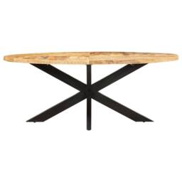 Berkfield Home Dining Table Oval 200x100x75 cm Rough Mango Wood in Brown - Size: 200 x 100 x 75 cm - thumbnail 2