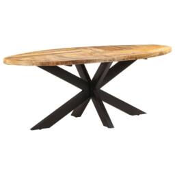 Berkfield Home Dining Table Oval 200x100x75 cm Rough Mango Wood in Brown - Size: 200 x 100 x 75 cm - thumbnail 1