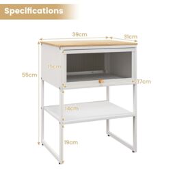 Costway 3-Tier Side Table Modern End Table Beside Sofa Nightstand with Flip up Door in White - thumbnail 2