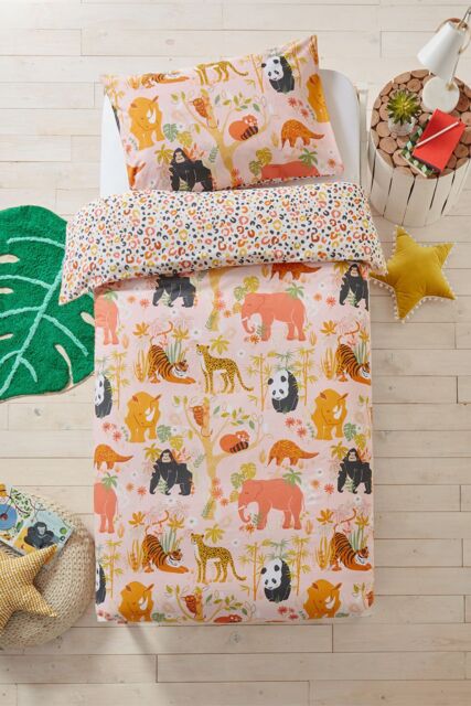 Furn Endangered Kids Safari Animal Duvet Cover Set in Pink - Size: Toddler - image 1