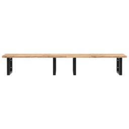 Berkfield Home Basin Shelf Wall Mounted Steel & Solid Wood Acacia in Brown - thumbnail 4