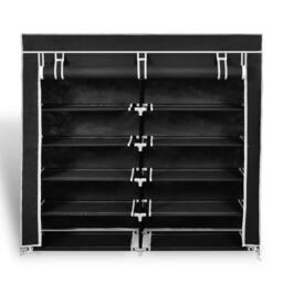 Berkfield Home Fabric Shoe Cabinet with Cover 115 x 28 x 110 cm Black