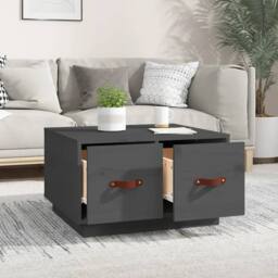 Berkfield Home Beautiful Coffee Table Grey 60x53x35 cm Solid Wood Pine - Size: 60 x 53 x 35 cm