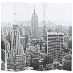 Berkfield Home White Folding Room Divider 200x170 cm New York by Day Black & White - thumbnail 2