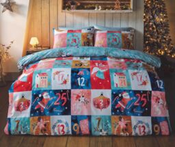 Rapport Home Advent Calendar Microfibre Duvet Cover Set with Pillowcase in Blue - Size: King