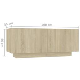 Berkfield Home Decorative Bedside Cabinet Sonoma Oak 100x35x40 cm Engineered Wood in Light Brown - Size: 100 x 35 x 40 cm - thumbnail 9