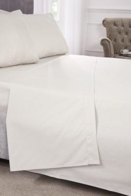 New Edge Blinds Percale Collection 180 Thread Count Percale Flat Sheet in Cream - Size: Double - image 1