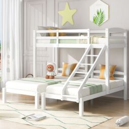 Matteo Bunk Bed Triple Sleeper With Side Ladder For Children & Teens 3FT in White - Size: Double - thumbnail 2