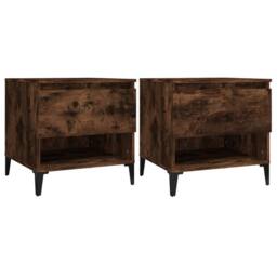 Berkfield Home Side Tables 2 pcs Smoked Oak 50x46x50 cm Engineered Wood in Brown - Size: 50 x 46 x 50 cm - thumbnail 3