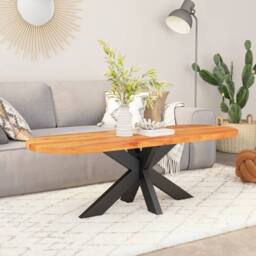 Berkfield Home Table Top 100x40x3.8 cm Oval Solid Wood Acacia in Brown - thumbnail 3