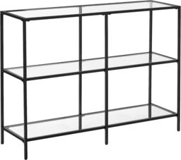 VASAGLE Console Coffee Table with 3 Glass Shelves Steel Frame Modern in Black - thumbnail 8