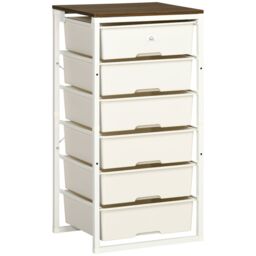 HOMCOM Chest of Drawers 6 Drawer Dresser Storage Cabinet Bedroom Living Room in White - thumbnail 2