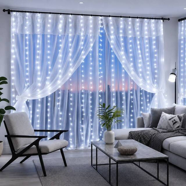 Marco Paul White LED Curtain Fairy String Lights in Clear - image 1