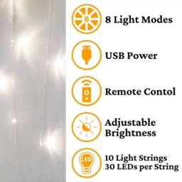 Marco Paul White LED Curtain Fairy String Lights in Clear - thumbnail 3