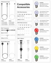 Xmas Haus E27 ES Screw Festoon Black Rubber IP65 10m 10 Lamp - thumbnail 3