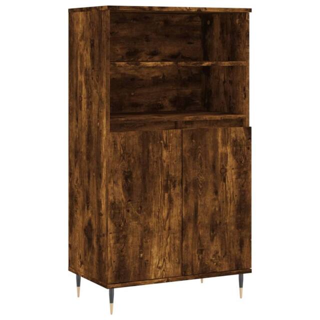 Berkfield Home Highboard Smoked Oak 60x36x110 cm Engineered Wood in Brown - Size: 60 x 36 x 110 cm - image 1