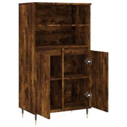 Berkfield Home Highboard Smoked Oak 60x36x110 cm Engineered Wood in Brown - Size: 60 x 36 x 110 cm - thumbnail 5