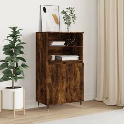 Berkfield Home Highboard Smoked Oak 60x36x110 cm Engineered Wood in Brown - Size: 60 x 36 x 110 cm - thumbnail 2