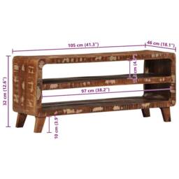 Berkfield Home TV Cabinet 105x46x32 cm Solid Wood Reclaimed in Brown - Size: 105 x 46 x 32 cm - thumbnail 8