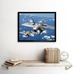 "Artery8 Military Air Plane Fighter Jet F22 Raptor Tyndall Framed Art Print in Blue - Size: W12"" x H16""" - thumbnail 2