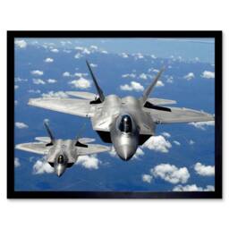 "Artery8 Military Air Plane Fighter Jet F22 Raptor Tyndall Framed Art Print in Blue - Size: W12"" x H16""" - thumbnail 1