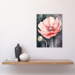Artery8 Wall Art Print Pink Poppy Flower Pastel Watercolour Painting Spring Bud & Bloom Close-Up Nature Colourful Bright Floral Modern Artwork Poster - thumbnail 4